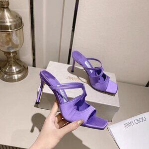 jimmychoo Paris window custom heeled flip-flops ultra-feminine